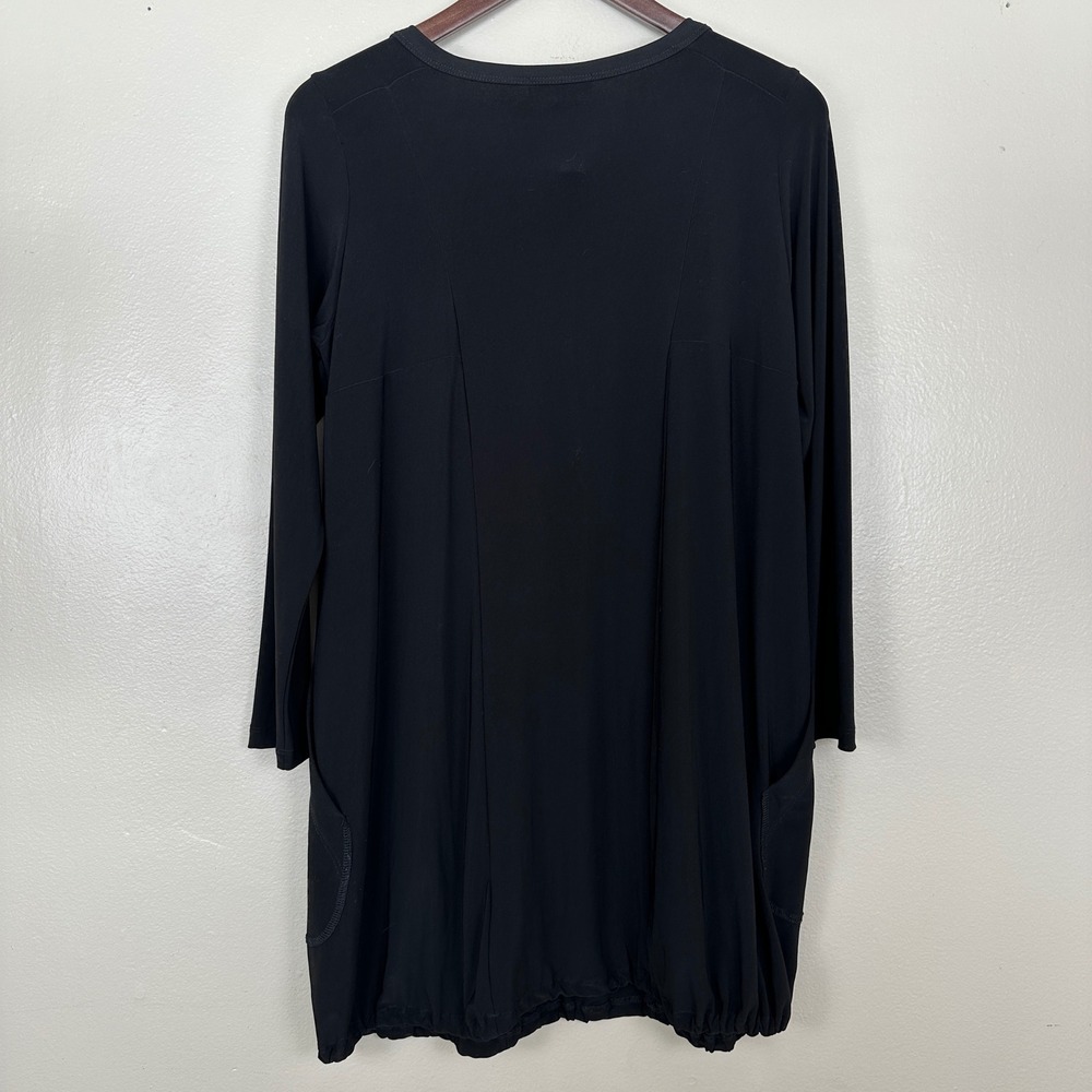 Sun Kim Women's S Tunic Dress‎ Black Zip Front Bubble Hem SK105 Made in USA - Picture 2 of 8